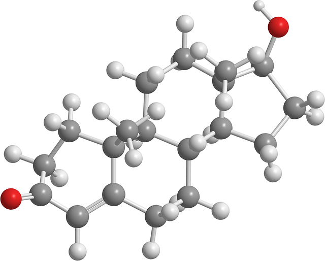Estrutura química da molécula de testosterona.