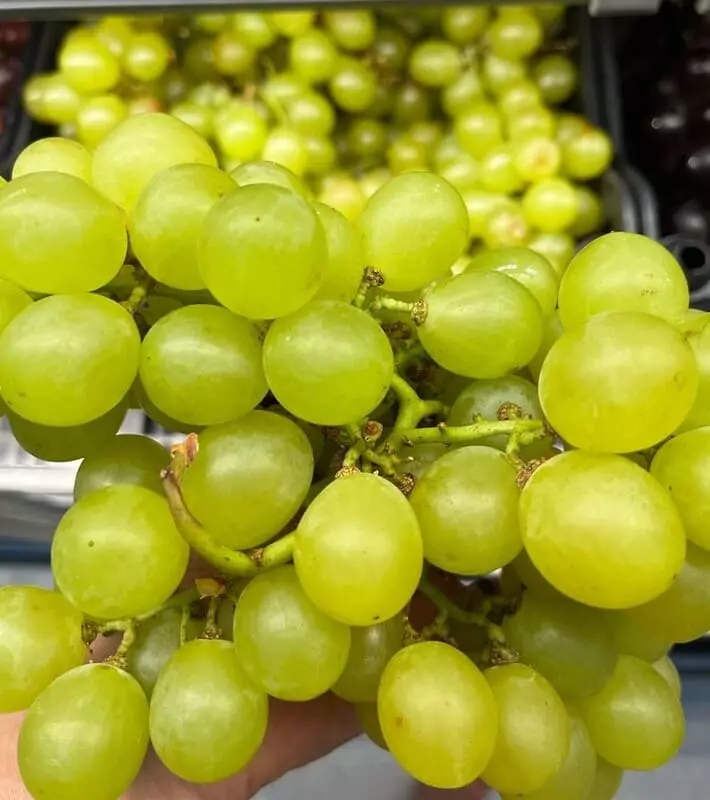 um cacho de uvas contém algumas gramas de carboidratos.