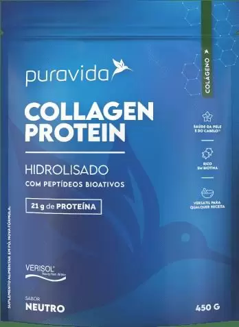 pacote collagen protein puravida hidrolisado com peptídeos bioativos